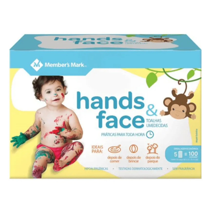 Toalhas umedecidas mãos e rosto Hands & face 100 unidades Lenços umedecidos para bebê
