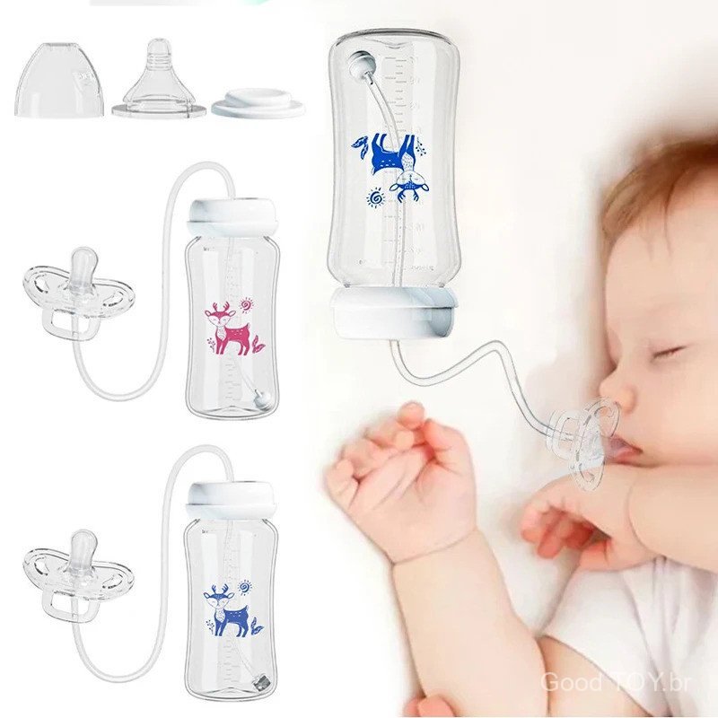 3-in-1 Hands-Free 300ML Wide-neck Baby Bottle,Milk Storage Bottle,Pacifier,Multi-Function Anti-Drop Gravity Ball Feeding