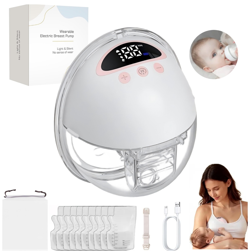 Bomba de leite elétrica Invisíve hands-free, ultra silenciosa, 4 modos + 12 níveis, sucção 300mmHg, anti-vazamento