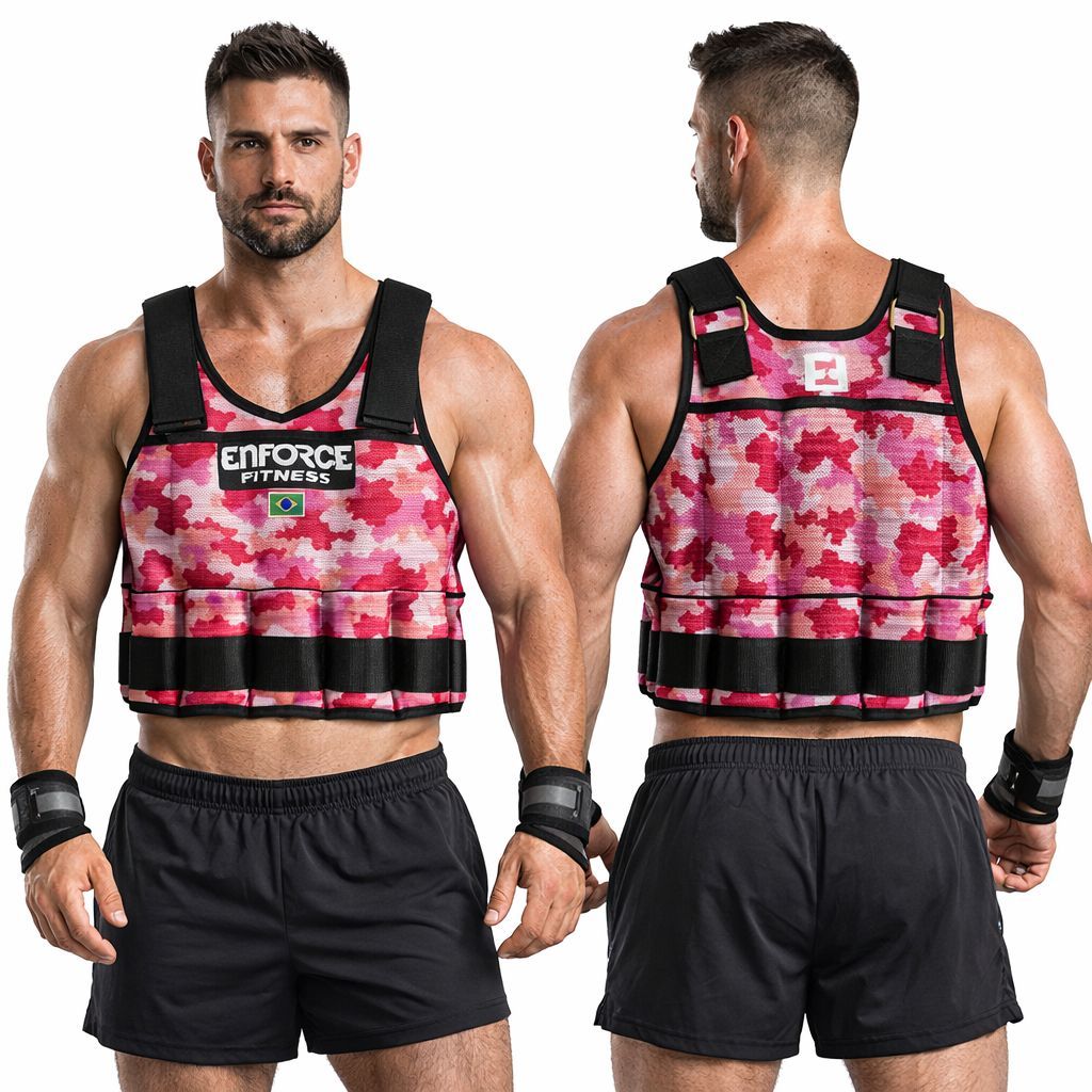 Colete Carga Camuflado Rosa Crossfit Funcional Ajustavel 10kg Academia Agachamento Musculação Murph