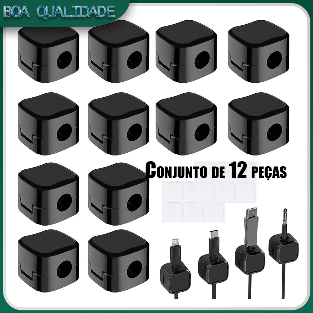 Organizador de cabo magnético preto, cabo de dados, armazenamento, clipe, plugue