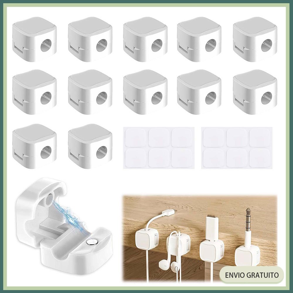 Armazenamento de cabo de dados branco magnético organizador de cabo clipe titular clipe Plug