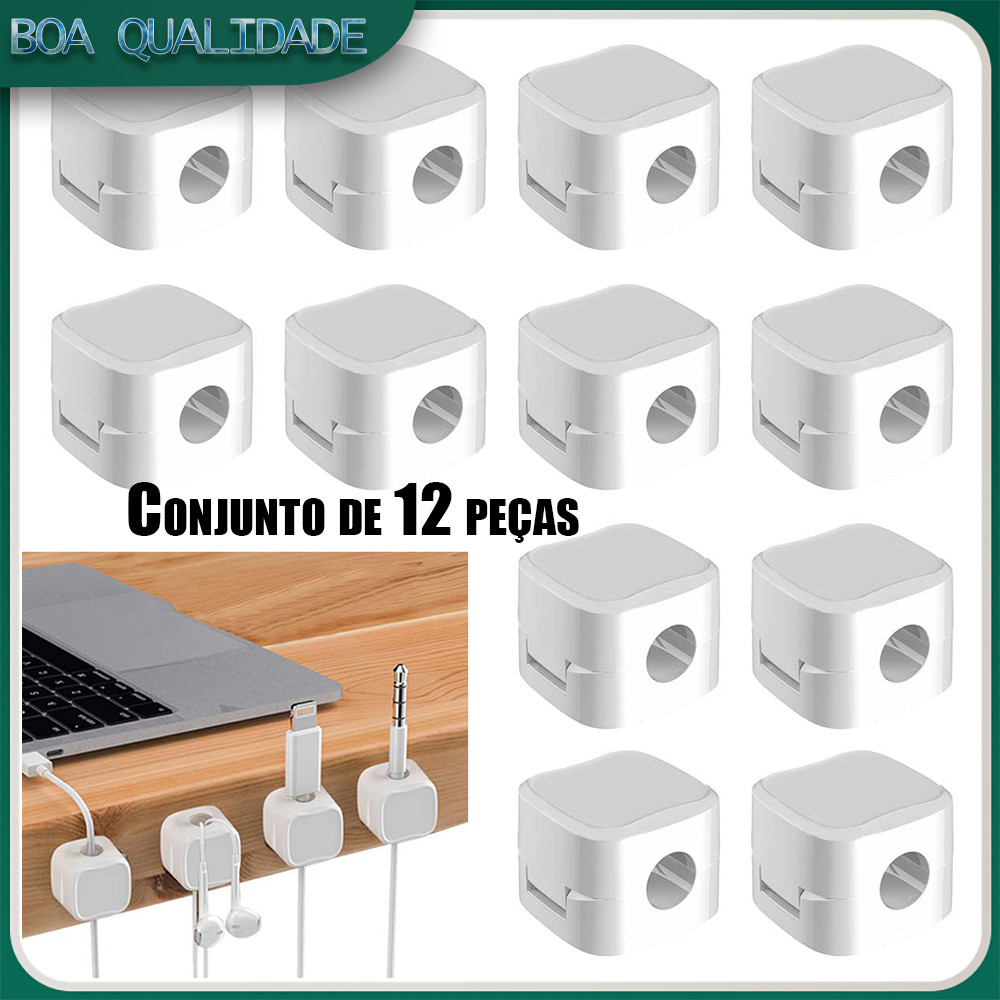 Organizador de cabo magnético branco, cabo de dados, armazenamento, clipe, plugue