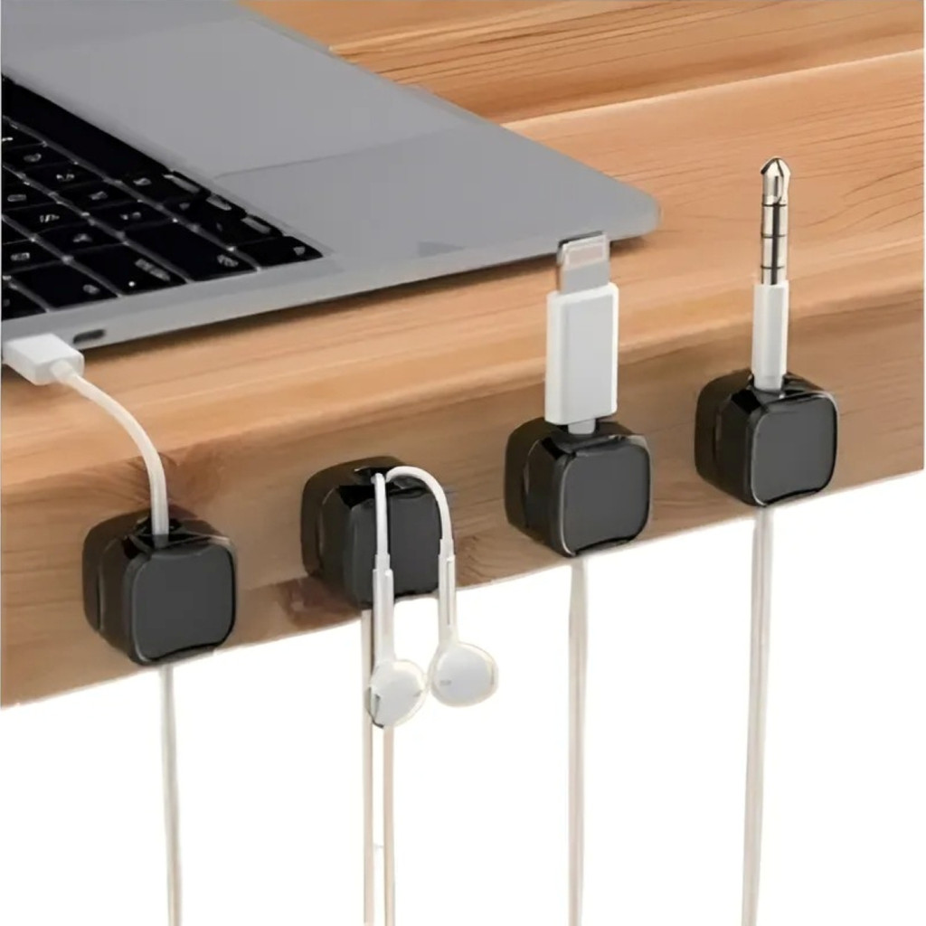 12 Organizador de fios e cabos adesivo plug magnético mesa