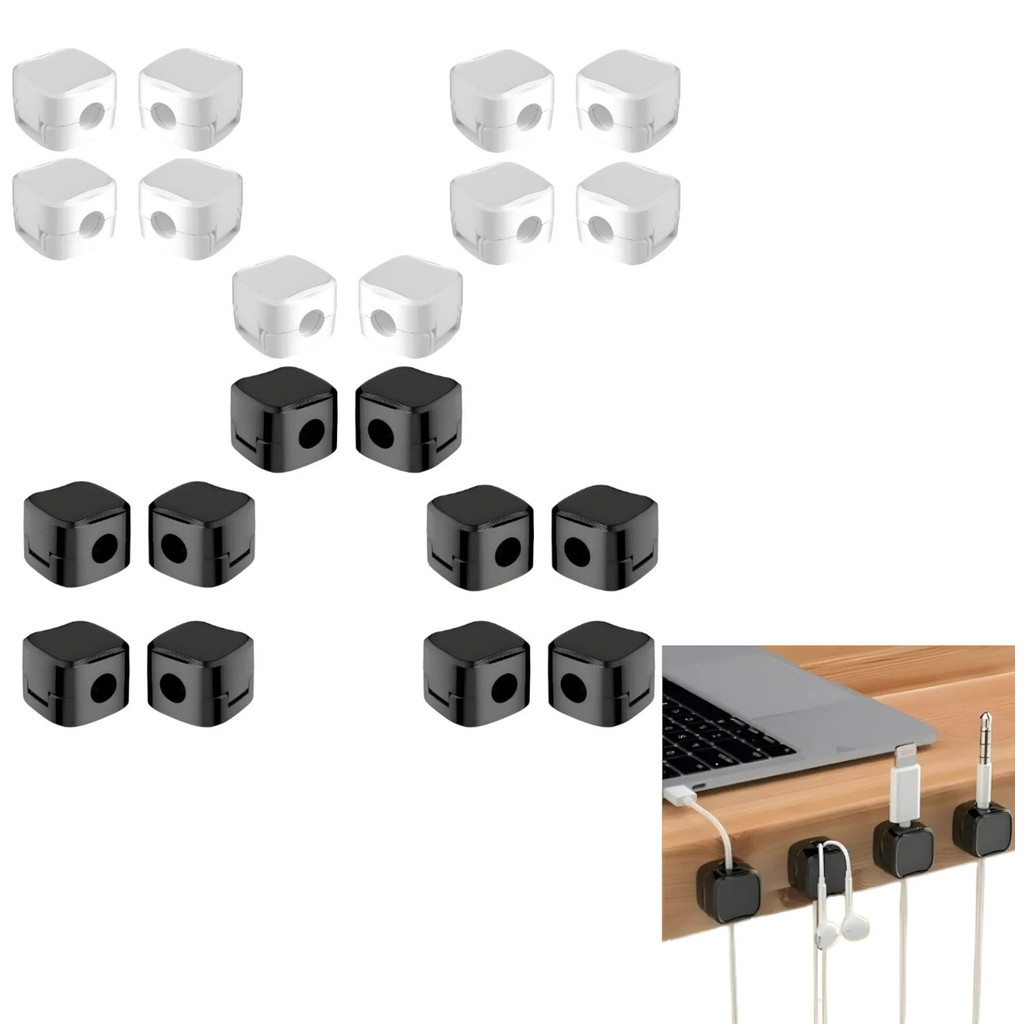 20 Organizador de fios e cabos adesivo plug magnético mesa