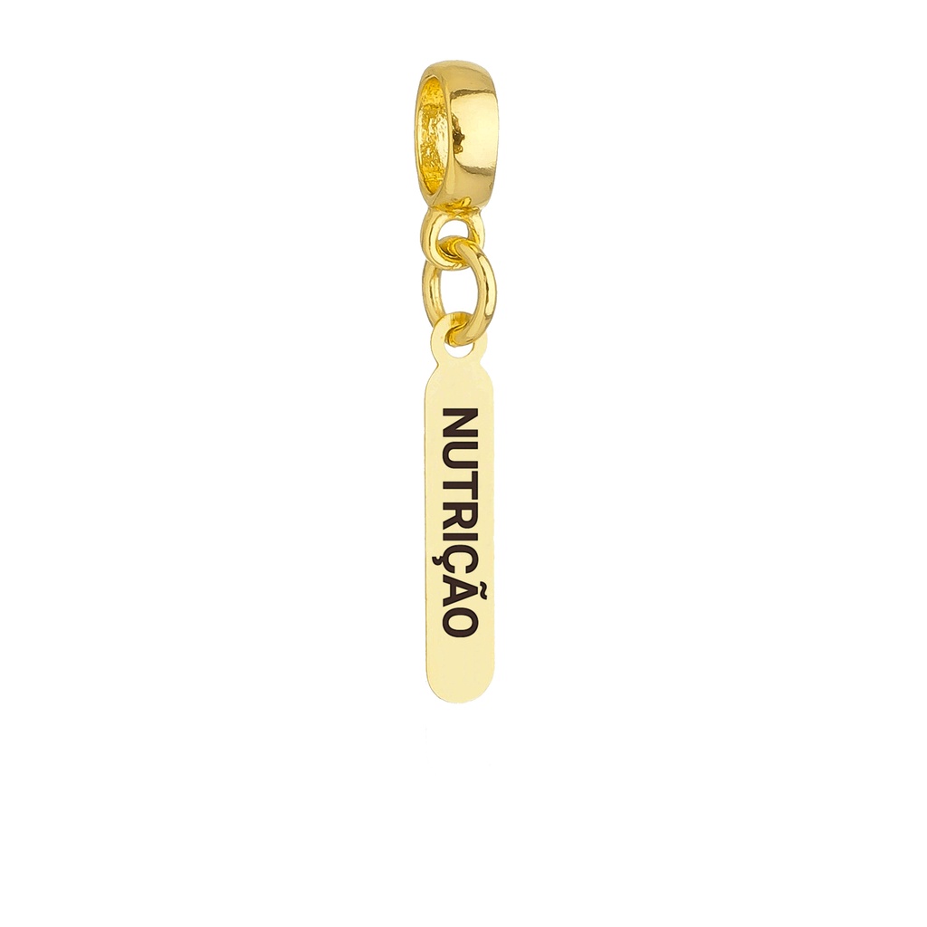 Berloque Plaquinha Nutrição Banhado a Ouro 18k