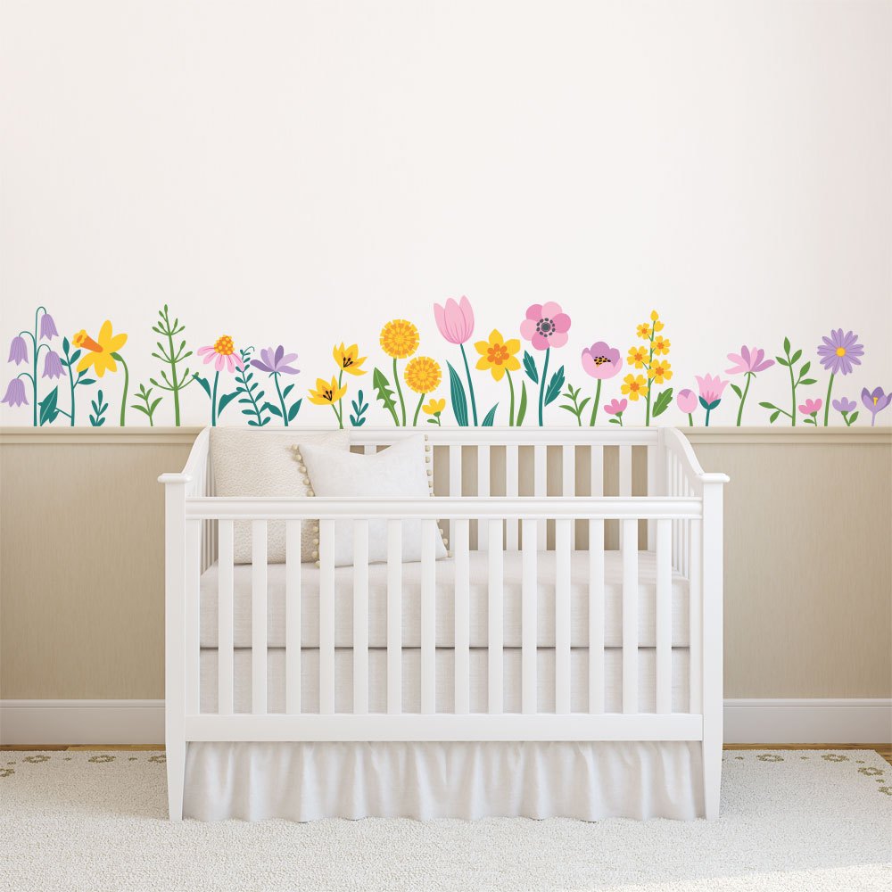 Adesivo de Parede Jardim Encantado Flores e Ramos Quarto Menina Decoração 003jdm