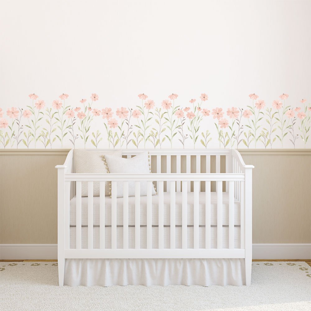 Adesivo de Parede Jardim Encantado Flores e Ramos Quarto Menina Decoração 001jdm