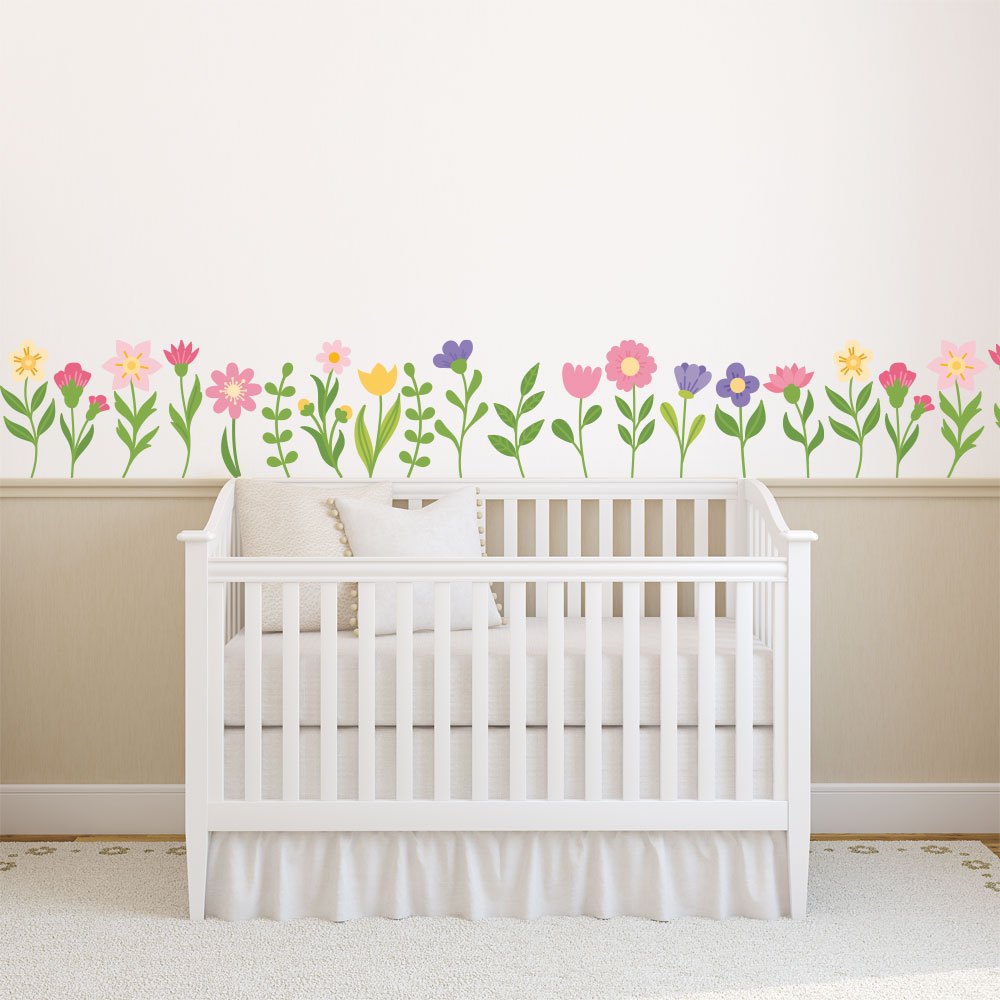 Adesivo de Parede Jardim Encantado Flores e Ramos Quarto Menina Decoração 005jdm