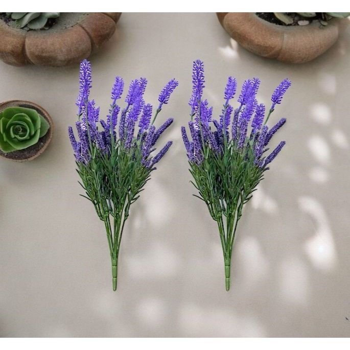 Kit 2 Ramos de Lavanda Artificial - Decoração Elegante para Casa e Jardim