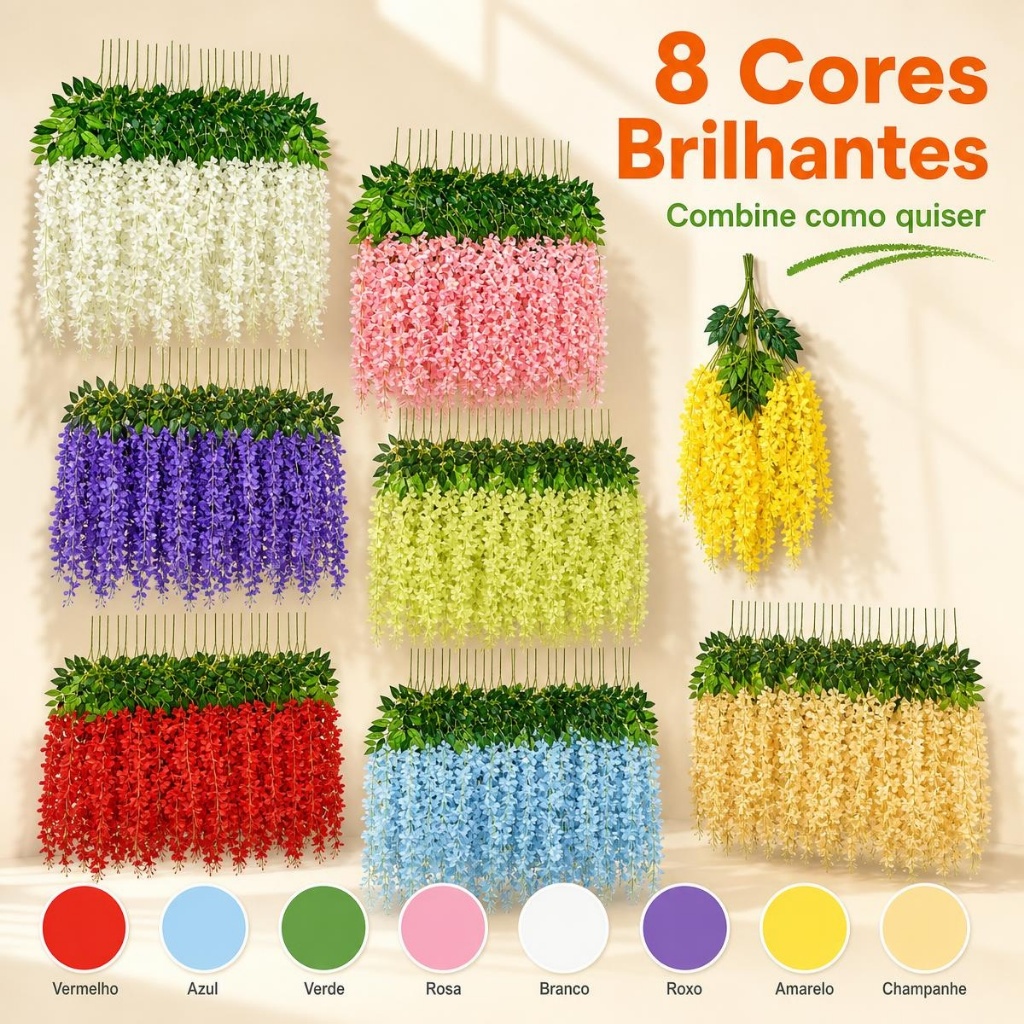 24 Pcs Ramos De Flores De cerejeiras Artificiais Permanente Grande Pendentes Para Decoração
