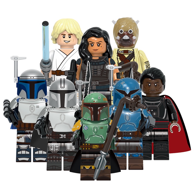 X0343 Guerra Espacial Boba Fett Din Djarin Koska Reeves Jango Luke Skywalker Mini Figuras De Bloco De Construção Brinque