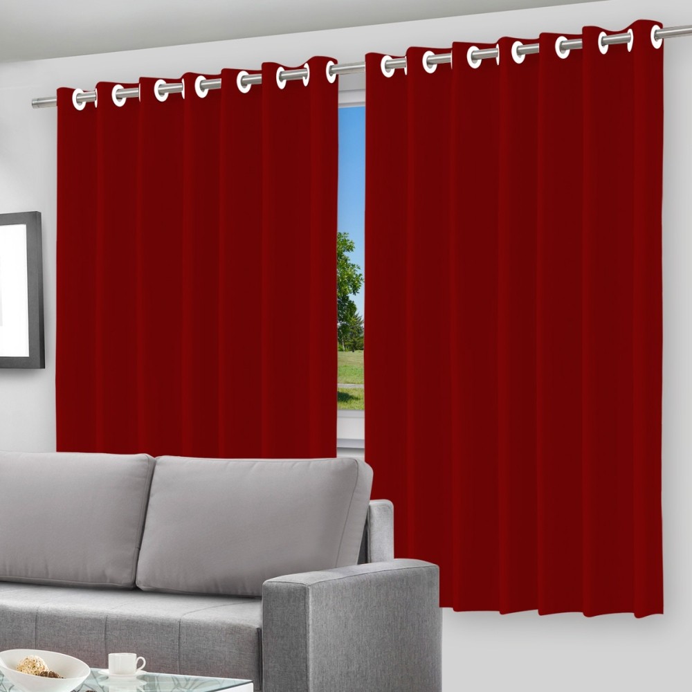 Cortina Blackout Premium Voil Vermelha Com Forro 2 Em 1 280x220cm Redução De Luz E Conforto Térmico