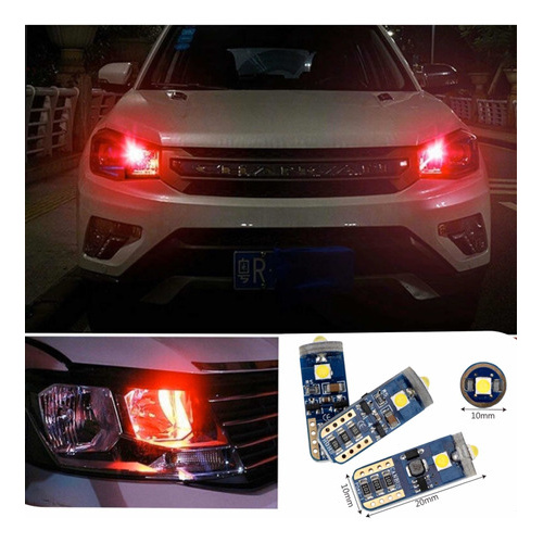 Par Lâmpada Super Premium Led T10 W5w Pingo Vermelha  Canbus