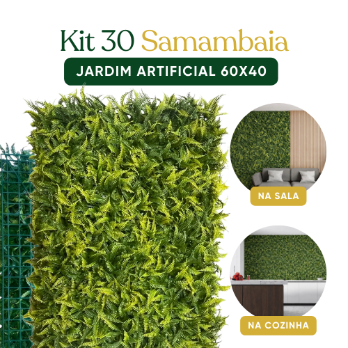 30 Placas Jardim Artificial Vertical Samambaia 60x40 | Parede Verde | Grande
