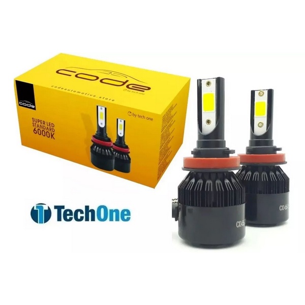 Ultra Led Code Tech One Com Cooler H1/H3/H4/H7/H8/H16/H27/HB3/HB4 8000k 7800 Lumens
