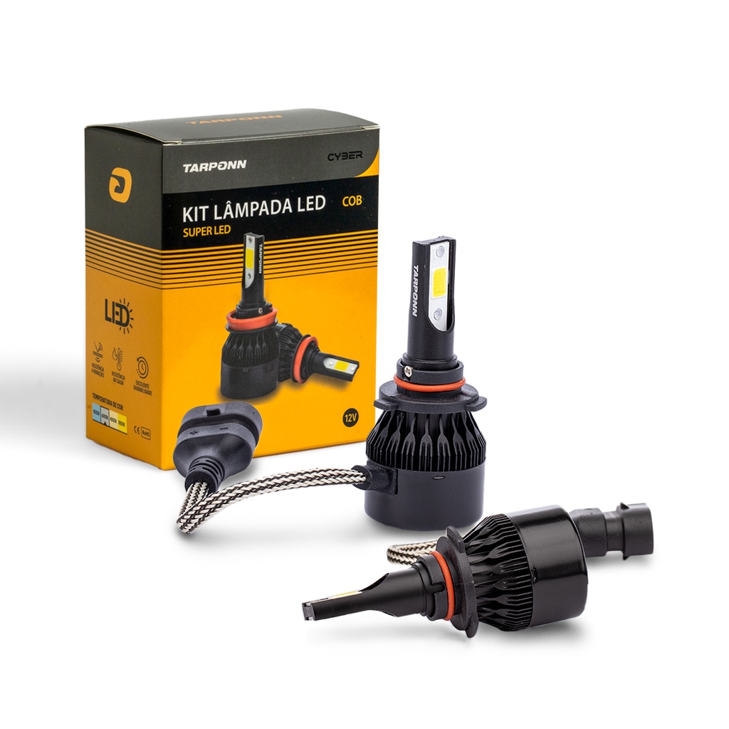 Par Lâmpada Super Led Hb3 Cyber 6000K 36W 3200Lm Ip 65