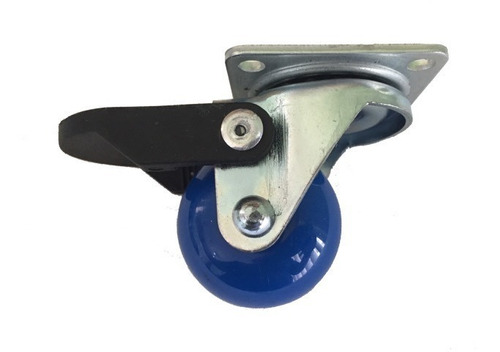 Kit 4 Rodizio Gel Azul 35mm Placa Girat. Freio 30kg Roda