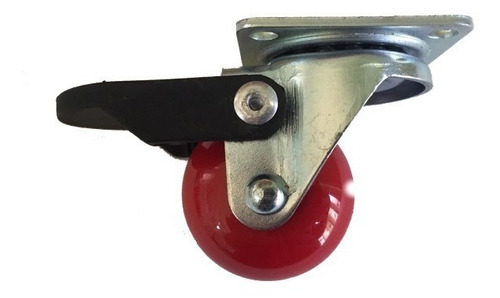 Kit 4 Rodizio Gel Vermelho 35mm Placa Girat. Freio 30kg Roda