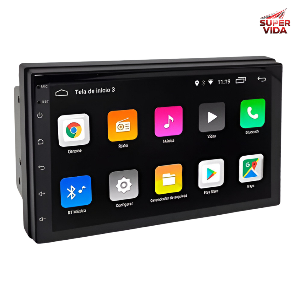 Multimídia Touch Screen 2 Din 9” QLED Android 13 2GB+64GB Para carro