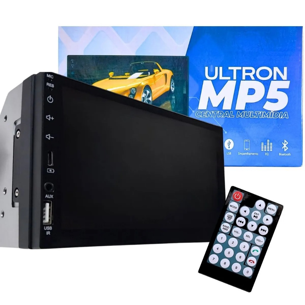Central Multimídia Mp5 T10 Ultron 7 Polegadas 2 Din Carplay Tela Full Touch Screen Cor Preto