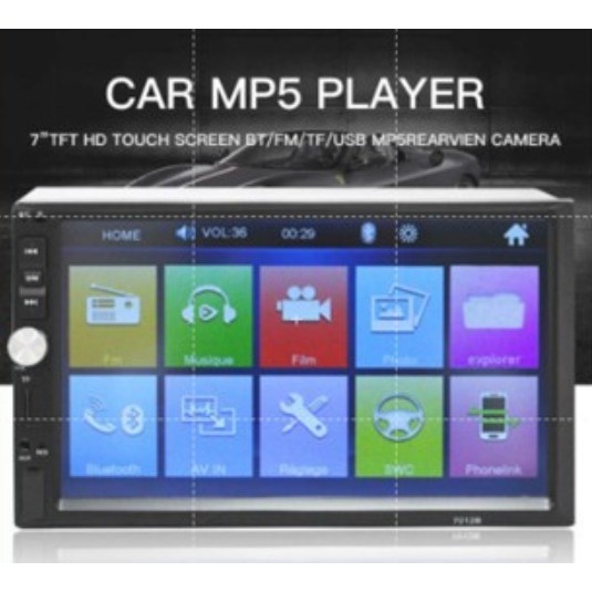 Radio 7 Polegada 7012B Double DIN 1 MP5 Player Touch Screen Rádio Multimídia Car Play