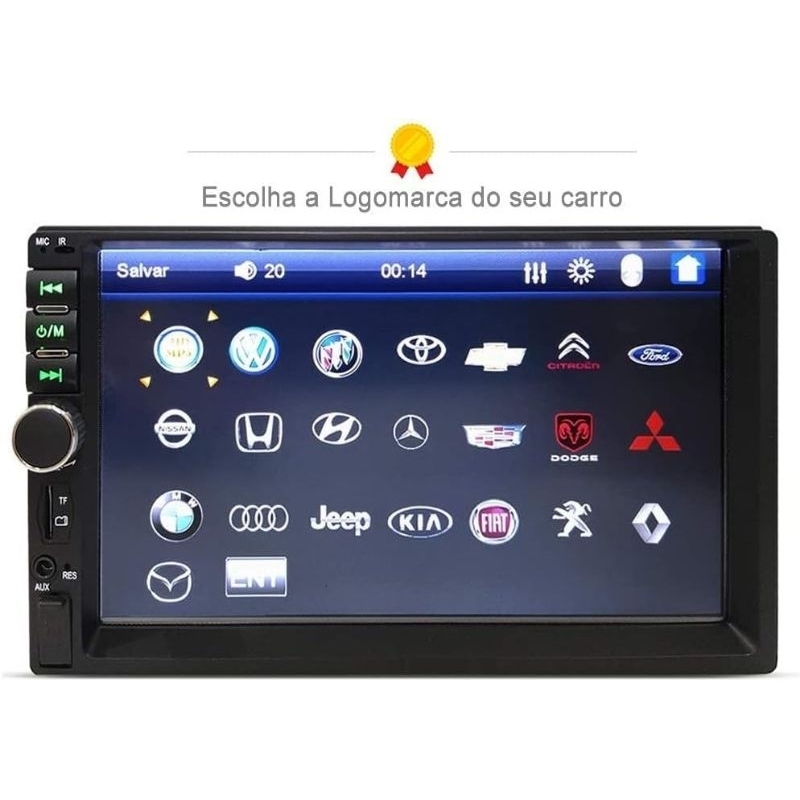 CENTRAL MULTIMÍDIA MP5 2 DIN TELA DE 7 POLEGADAS BLUETOOTH TOUCHSCREEN
