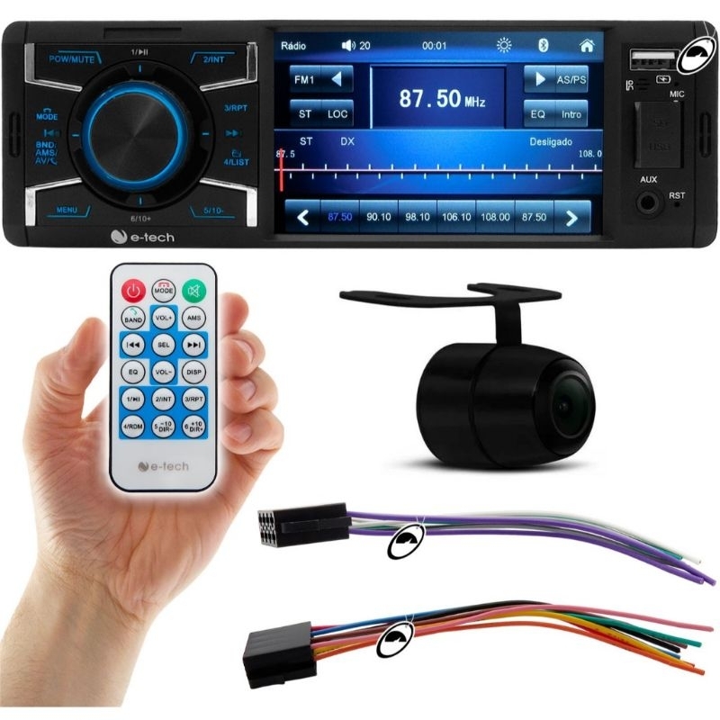 MP4 1 DIN MULTIMIDIA CARRO TELA DE 4.3 TOUCH SCREEN +CÂMERA DE RÉ