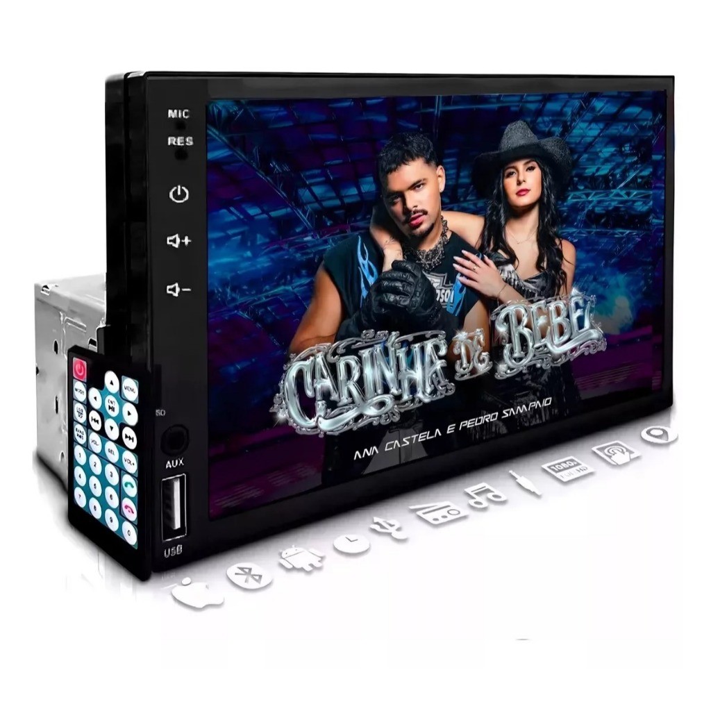 Central Multimidia Touch Screen Mp5 1 Din Tela 7 Polegadas
