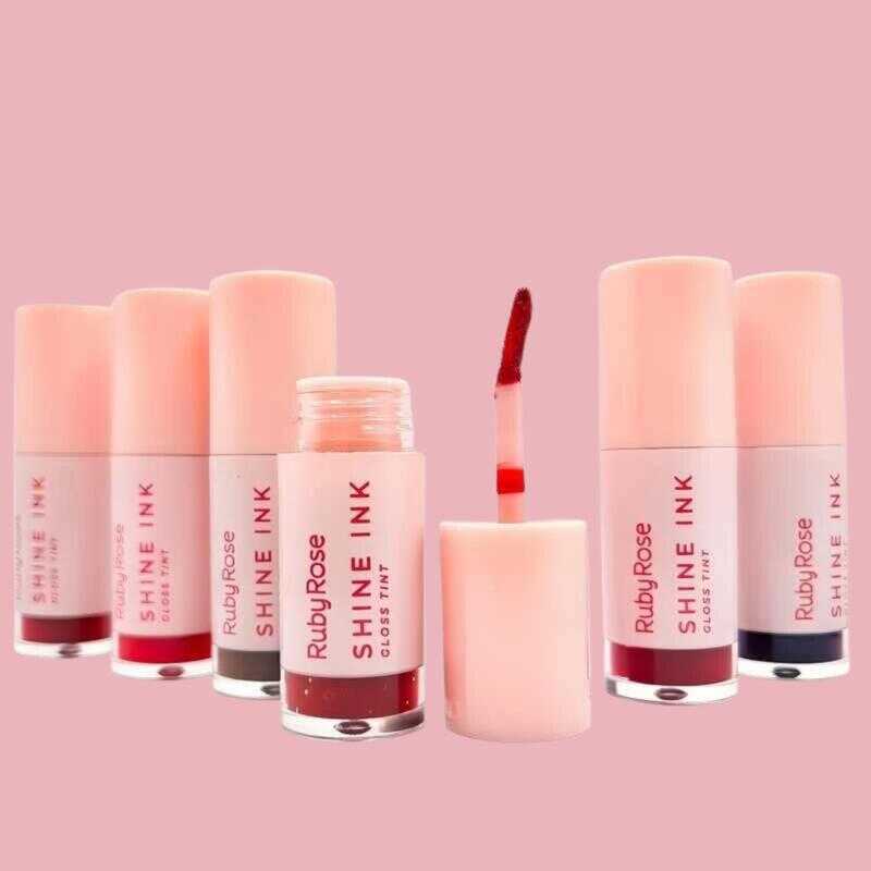 Shine Ink Ruby Rose 2 em 1 Lip Tint + Gloss – Brilho Vinílico Intenso, Fixação Duradoura HBL6600