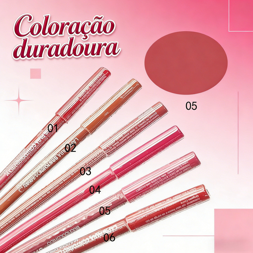💕  Sarah's Beauty Lápis para Contorno Labial  -  Coloração duradoura , Pigmentação Intensa e Aplicação Suave 💕