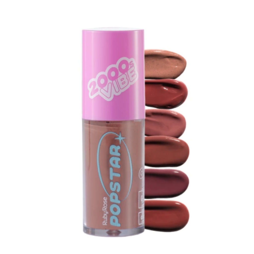 Gloss Tint Ruby Rose Glam Girl Linha Popstar HB L6603 6 Cores Duradouras