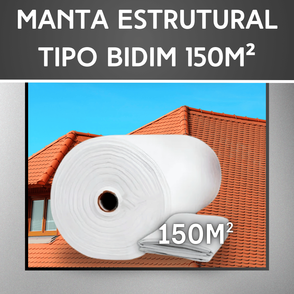 Manta Bidim VP50 150M² Tecido Técnico p/ Telhados e Lajes Barreira UV Extra Alta Durabilidade