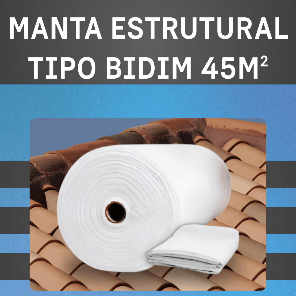 Manta Bidim VP50 45M Estruturante p/ Lajes e Telhados Tecido Técnico Alta Proteção UV Extra