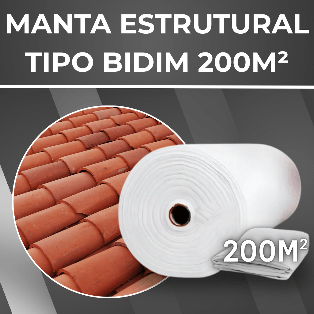 Manta Bidim VP50 200M² Tecido Técnico p/ Telhados e Lajes Barreira UV Extra Alta Durabilidade