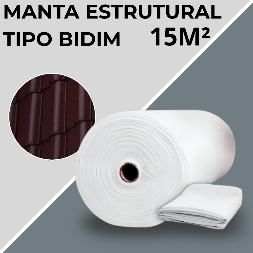 Manta Bidim VP50 15M Tecido para Lajes e Telhados com Proteção UV e Alta Resistência Extra