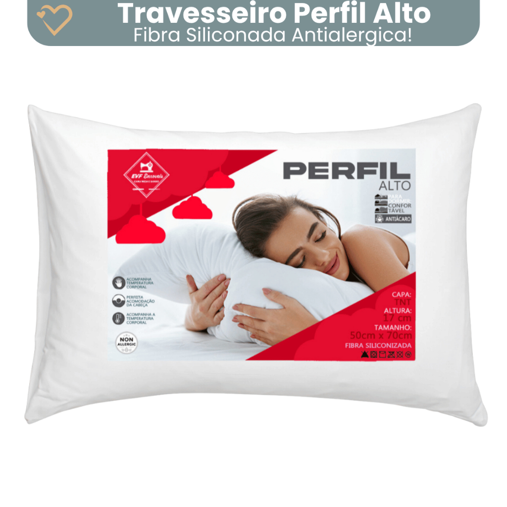 Travesseiro Perfil Alto Extra Macio 70x50 tecido TNT Premium Almofada Confortavel