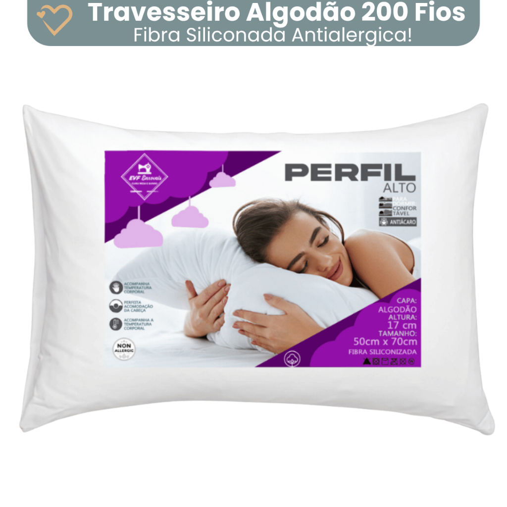 Travesseiro Perfil Baixo Extra Macio 70x50 tecido 100% algodão 200 fios Premium Almofada Confortavel