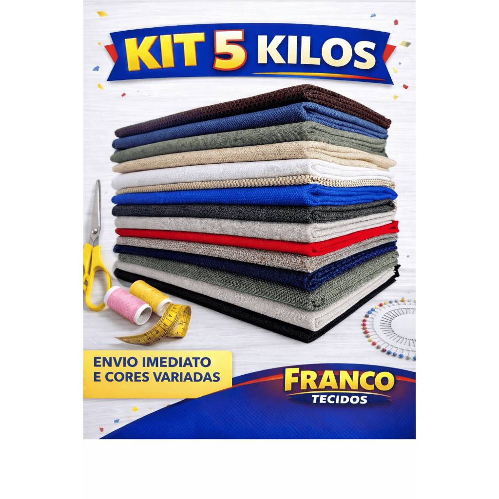 KIT 5 kg de Retalhos de Tecidos Forro Base para Tapetes, Tecidos de Estofados ,faça renda extra