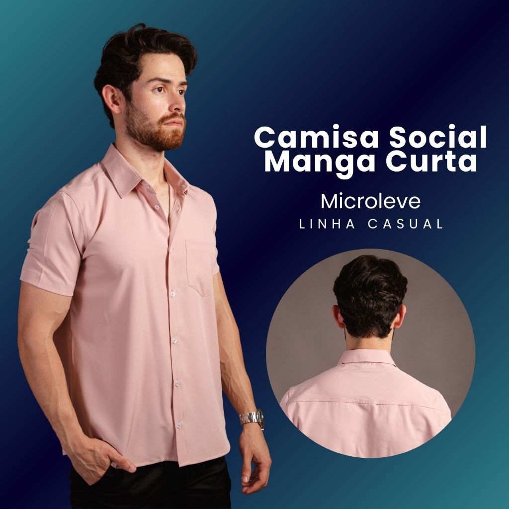 Camisa Masculina Social Manga Curta Extra Grande Camisa Social Plus Size Camiseta Social Tecido Não Amassa G1 G2 G3