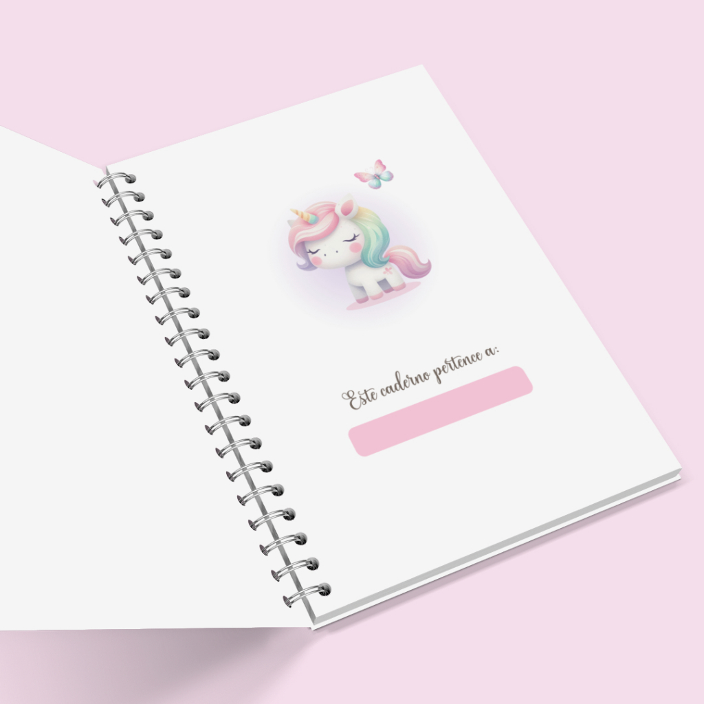 Caderno unicórnio 80/100/120 folhas TAMANHO PEQUENOcapa dura laminado escolar volta as aulas