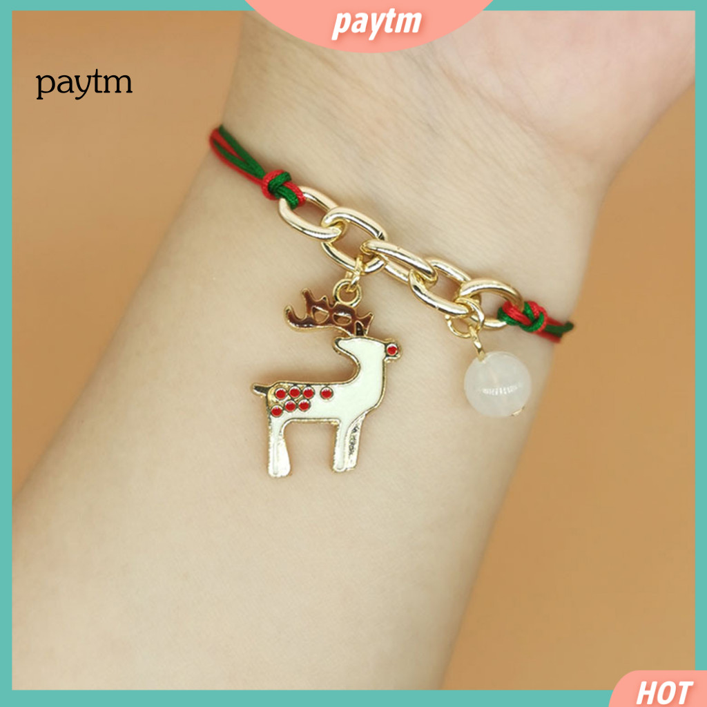 Christmas Braided Bracelets Unique Tree Jewelry for Women Girls Adjustable Green String Charm Bracelet with Glow the Dar