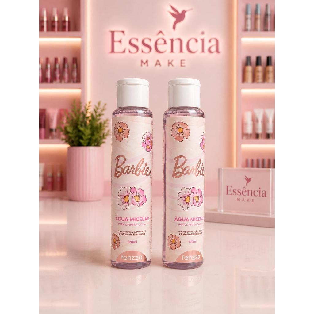Água Micelar Barbie Fenzza 120ml – Demaquilante Facial com Vitamina E, Pantenol e Extrato de Hamamélis