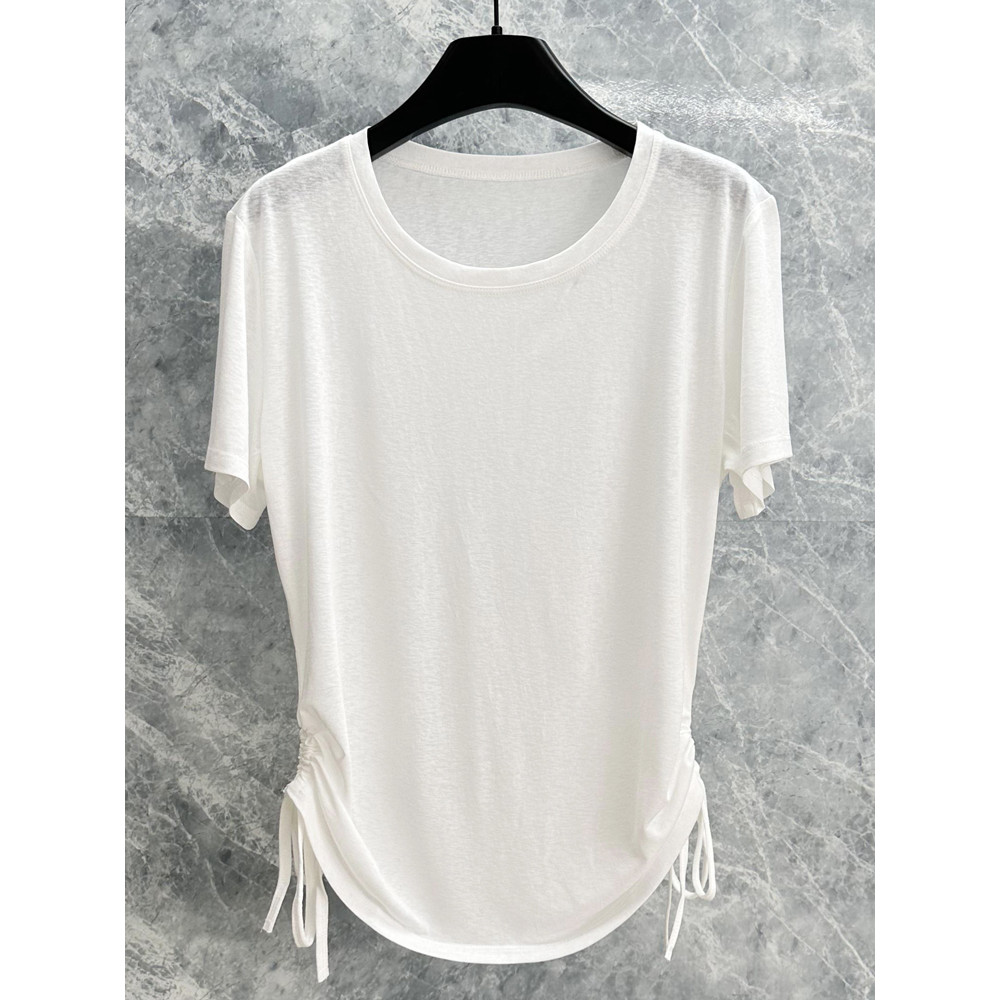 2026 novo estilo verão esportes camiseta feminina solta estilo longo cobrindo carne respirável leve Micro-ver através de