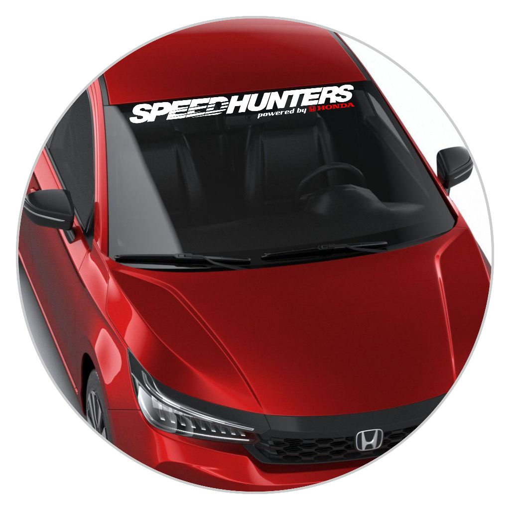 Adesivo Para-brisas Carro Tuning Speedhunters powered by Honda Branco