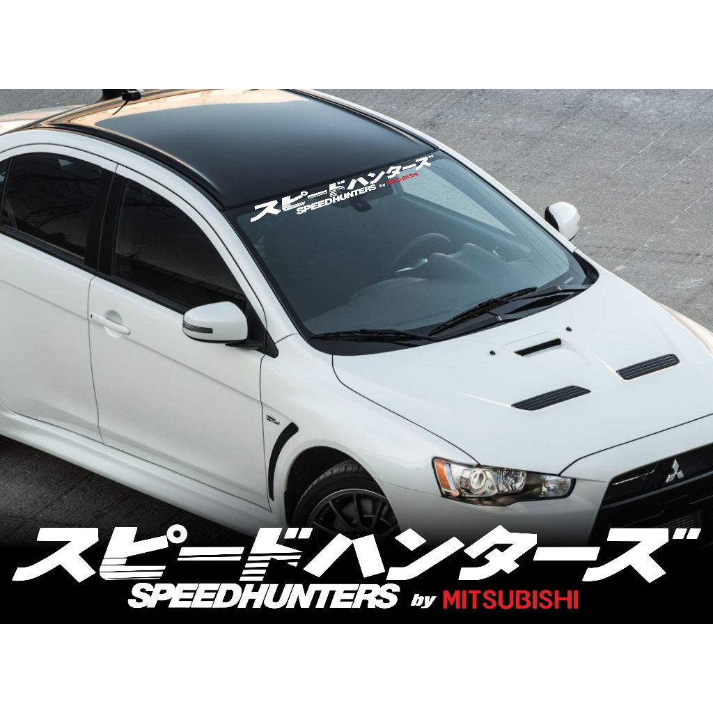 ADESIVO DE PARA-BRISAS SPEEDHUNTERS EM JAPONÊS P/ MODELOS MITSUBISHI