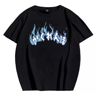 Camiseta Moderna Anime Blusa Minimalista Desenho Fogo Tecido Premium  100% Algodão