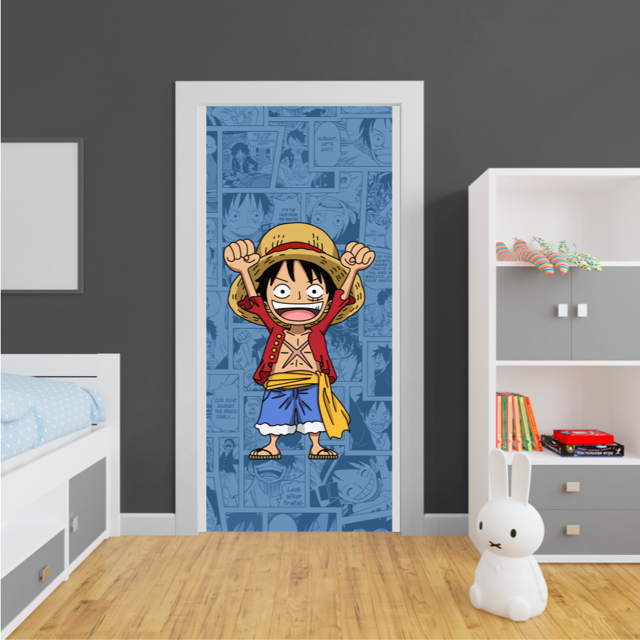 ONE PIECE 05 - Adesivo Para Portas De Madeira Ou Vidro, Anime, desenho, cartoon, aventura, piratas