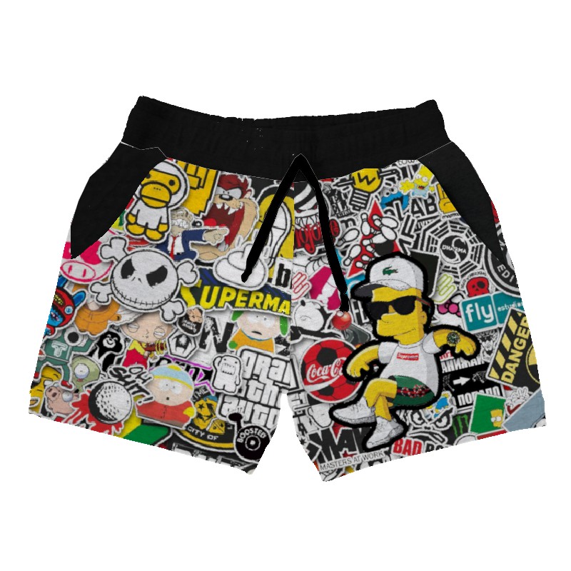 Short Feminino de Moletom Estampado Bart Stickers A313