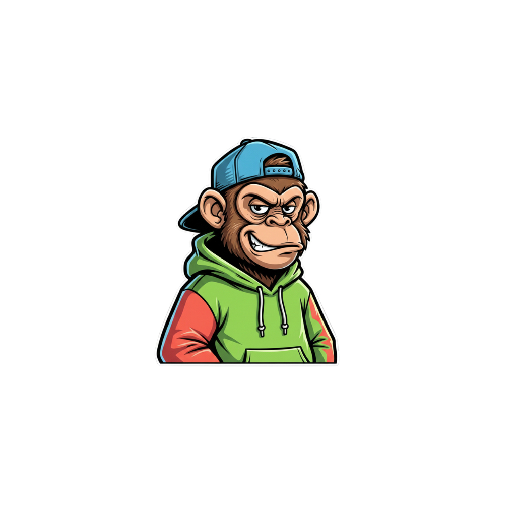 Adesivo Sticker Macaco Estiloso de Boné e Moletom - Arte Graffiti
